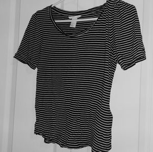 H&M shirt tee tshirt- black and white stripes- S